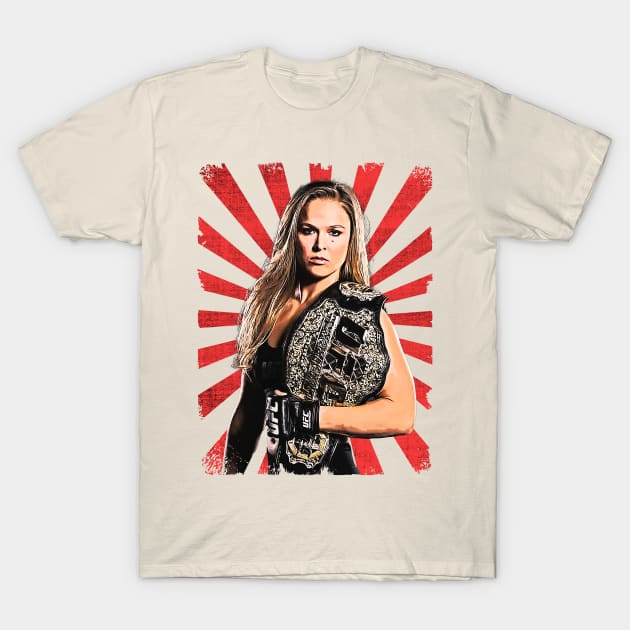 Ronda Rousey Wrestling Vintage Fan Art T-Shirt by Sakonipopart